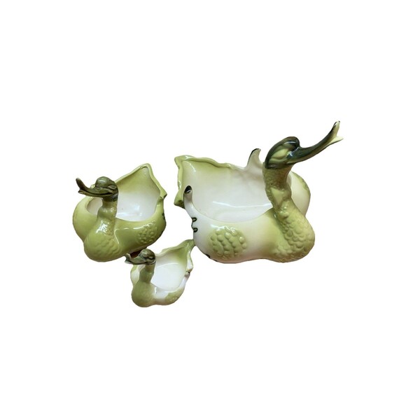 VTG. / MID CENTURY MODERN SET of 3 HULL GREEN DUCK SWAN PLANTERS VASES BOWLS - Picture 10 of 10